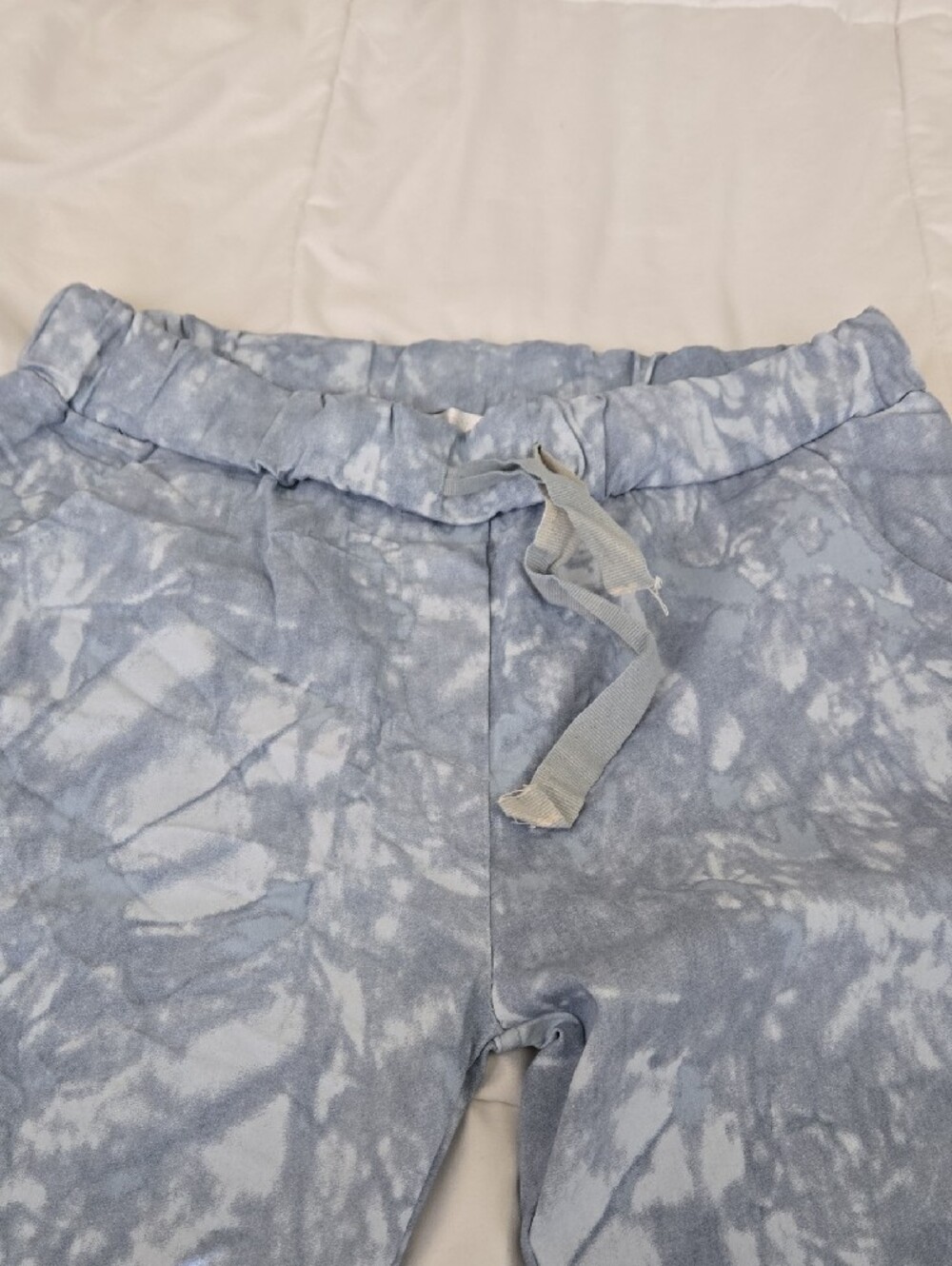 Made In Italy Ice Blue Stretch Denim Look Pants w/ Elastic Inner Waistband NWT - Picture 4 of 5